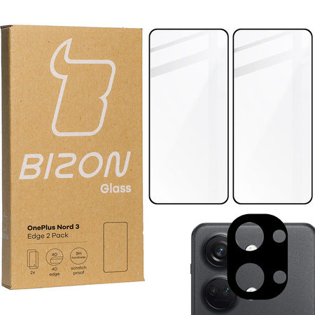 2x Szkło + szybka na aparat BIZON Edge 2 Pack do OnePlus Nord 3