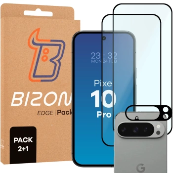 2x Szkło + szybka na aparat Bizon Edge Pack do Google Pixel 10 Pro