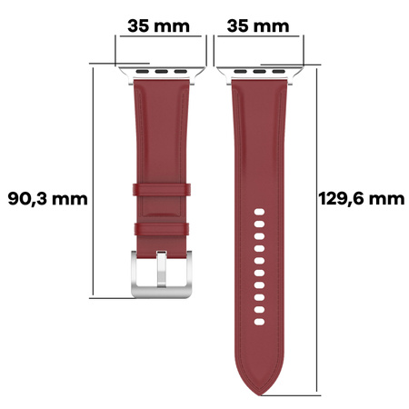 Skórzany pasek Bizon Strap Watch Casual do Apple Watch 44/45/46/49 mm, czerwony