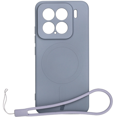 Silikonowe etui z pierścieniem magnetycznym Bizon Case Silicone Magnetic Sq do Xiaomi 15, szare
