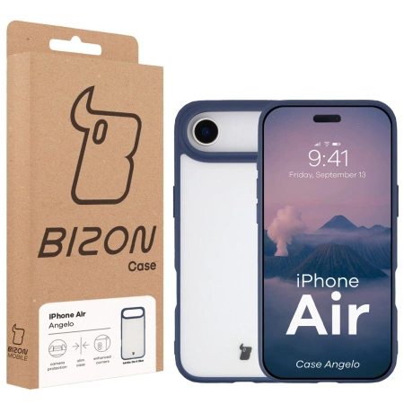 Etui Bizon Case Angelo do iPhone Air, półprzezroczyste z granatową ramką