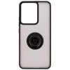 Etui z uchwytem na palec Bizon Case Hybrid Ring do Realme 14 5G / 14T 5G, przydymione z czarną ramką