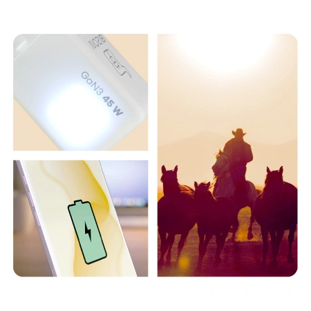 Ładowarka sieciowa Bizon Charger VT-36B, 45 W, 2x USB-C PD, QC 4.0, GAN3, biała