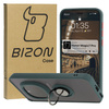 Etui z uchwytem na palec Bizon Case Hybrid Ring do Honor Magic7 Pro, przydymione z ciemnozieloną ramką