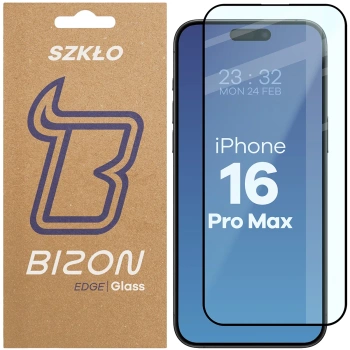 Szkło hartowane Bizon Glass Edge 2 do iPhone 16 Pro Max, czarna ramka
