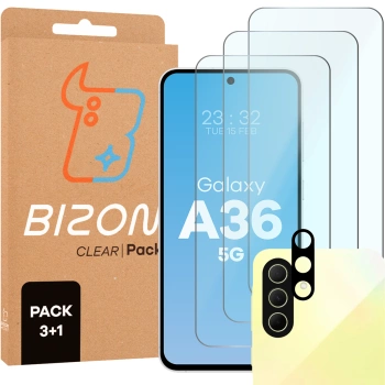 3x Szkło hartowane + szybka na aparat Bizon Glass Clear 2 Pack do Galaxy A36 5G