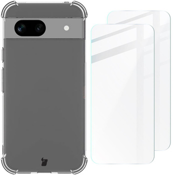 Etui + 2x szkło Bizon Case Clear Pack do Google Pixel 8a, przezroczyste