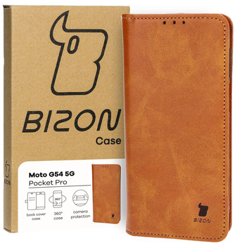 Etui z klapką Bizon Case Pocket Pro do Motorola Moto G54 5G, brązowe