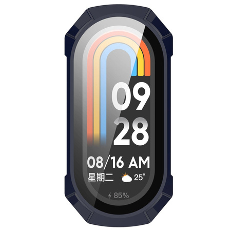Etui ze szkłem do zegarka Bizon Case+Glass Watch do Xiaomi Smart Band 9, niebieskie