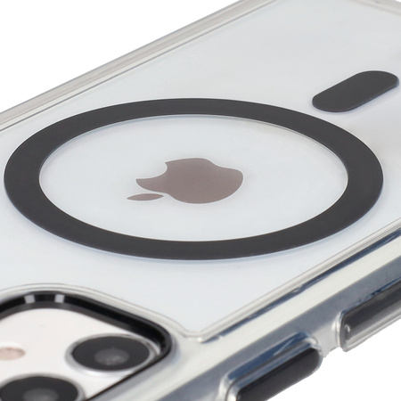 Etui z pierścieniem magnetycznym Bizon Case Marco do iPhone 11, przezroczyste z czarną ramką