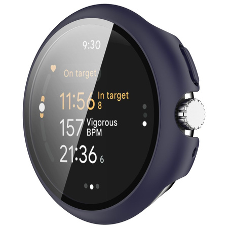 Etui ze szkłem do zegarka Bizon Case+Glass Watch do Google Pixel Watch 3 45mm, niebieskie