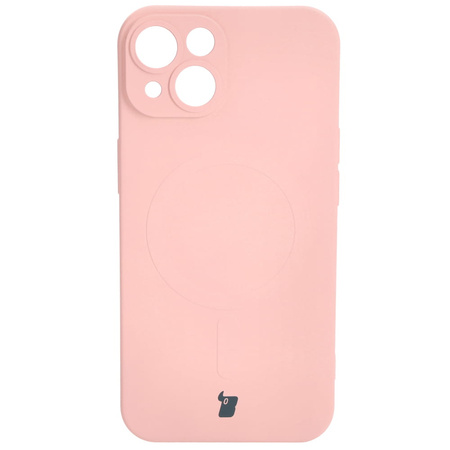 Etui silikonowe z pierścieniem magnetycznym Bizon Case Silicone Magnetic do iPhone 14, jasnoróżowe