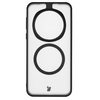 Etui z pierścieniem magnetycznym Bizon Case MatteO do Honor Magic7 Pro, półprzezroczyste z czarną ramką