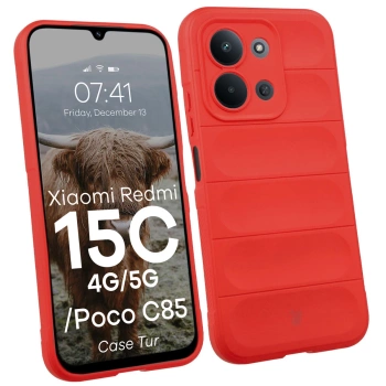 Pancerne etui Bizon Case Tur do Xiaomi Redmi 15C 4G / 5G / POCO C85 4G, czerwone