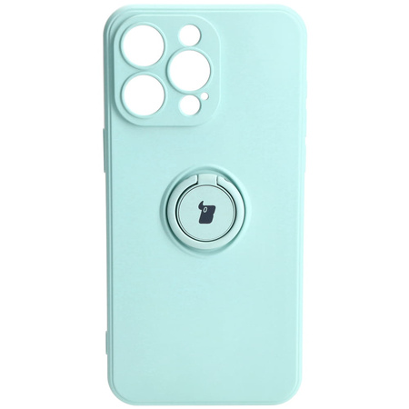 Etui Bizon Case Silicone Ring Sq do Apple iPhone 15 Pro Max, turkusowe