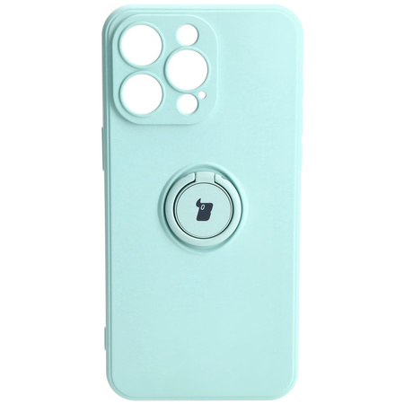 Etui Bizon Case Silicone Ring Sq do iPhone 15 Pro Max, turkusowe