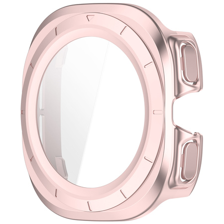 Etui ze szkłem do zegarka Bizon Case+Glass Watch do Galaxy Watch Ultra 2 / 1, satynowo różowe