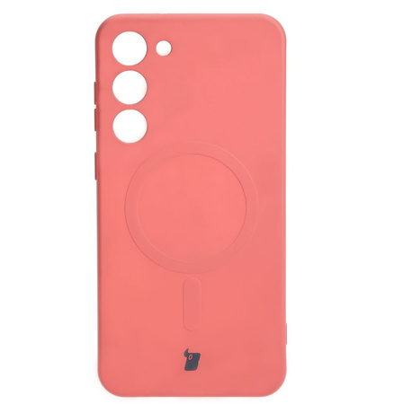 Etui silikonowe z pierścieniem magnetycznym Bizon Case Silicone Magnetic do Galaxy S23 Plus, brudnoróżowe