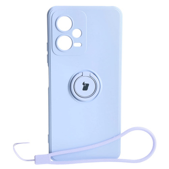 Etui Bizon Case Silicone Ring Sq do Xiaomi Redmi Note 12 5G/Poco X5, jasnofioletowe