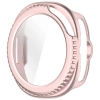 Etui ze szkłem do zegarka Bizon Case+Glass Watch do Samsung Galaxy Watch 8 Classic 46 mm, satynowo różowe