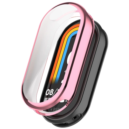 Etui z osłoną ekranu Bizon Case Watch Felipe do Xiaomi Smart Band 10, różowe