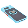 Etui z uchwytem na palec Bizon Case Hybrid Ring do Google Pixel 8, przydymione z jasnoniebieską ramką
