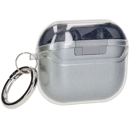 Elastyczne etui z karabińczykiem Bizon Case Headphone Clear do Galaxy Buds 3/3 Pro/3 FE przeźroczysto-brokatowe