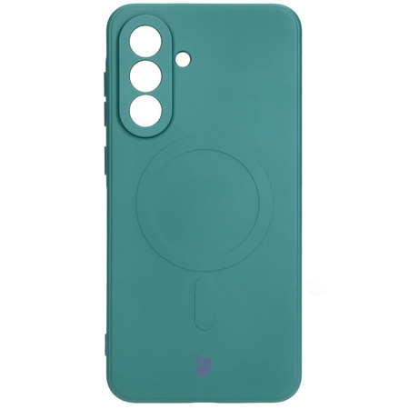 Silikonowe etui z pierścieniem magnetycznym Bizon Case Silicone Magnetic Sq do Galaxy A36 5G, ciemnozielone