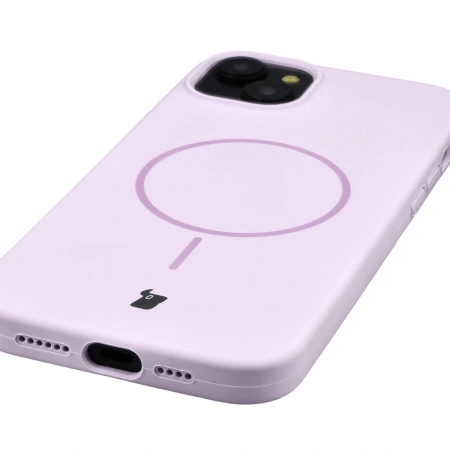 Silikonowe etui z pierścieniem magnetycznym Bizon Soft Case Magnetic do iPhone 15 Plus/14 Plus, jasnofioletowe