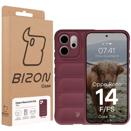 Pancerne etui Bizon Case Tur do Oppo Reno 14 F / 14 FS, burgundowe
