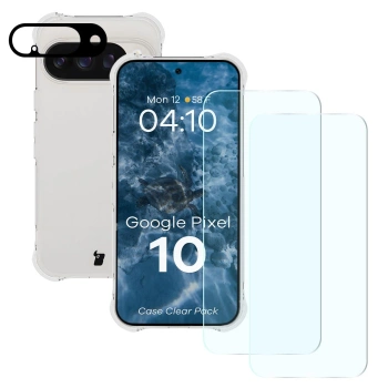 Etui + 2x szkło hartowane + szkiełko na obiektyw Bizon Case Clear Pack do Google Pixel 10