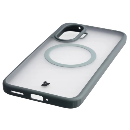 Etui z pierścieniem magnetycznym Bizon Case MatteO do Xiaomi POCO F7, przydymione-szare