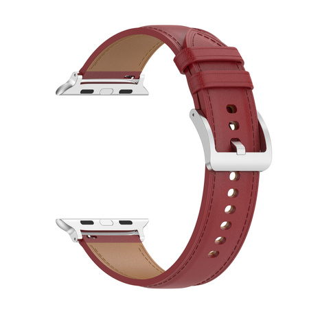 Skórzany pasek Bizon Strap Watch Casual do Apple Watch 44/45/46/49 mm, czerwony