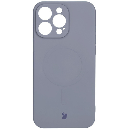 Silikonowe etui z pierścieniem magnetycznym Bizon Case Silicone Magnetic do iPhone 16 Pro, szare