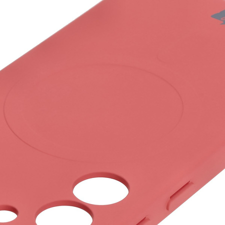 Silikonowe etui z pierścieniem magnetycznym Bizon Case Silicone Magnetic do Galaxy S25 / S24, brudnoróżowe