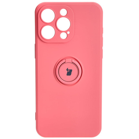 Etui Bizon Case Silicone Ring Sq do iPhone 15 Pro Max, brudny róż