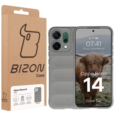 Pancerne etui Bizon Case Tur do Oppo Reno 14, jasnoszare