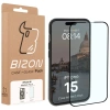 Etui z pierścieniem magnetycznym + szkło hartowane Bizon MatteO Pack do iPhone 15, przydymione-czarne
