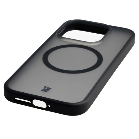 Etui z pierścieniem magnetycznym Bizon Case MatteO do Xiaomi 17, przydymione-czarne