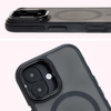 Etui z podstawką i pierścieniem magnetycznym Bizon Case Eclipse do iPhone 16 Plus,  przydymione z czarną ramką