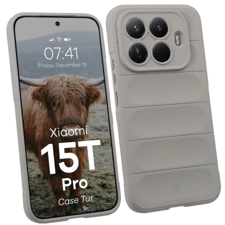 Pancerne etui Bizon Case Tur do Xiaomi 15T Pro, jasnoszare