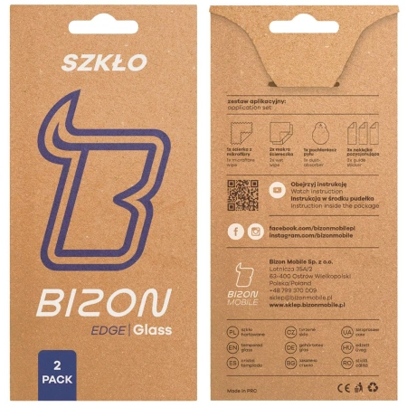 Szkło hartowane Bizon Glass Edge Duo do Xiaomi 13T Pro / 13T, czarna ramka, 2 sztuki