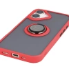 Etui z uchwytem na palec Bizon Case Hybrid Ring do iPhone 17, przydymione z czerwoną ramką