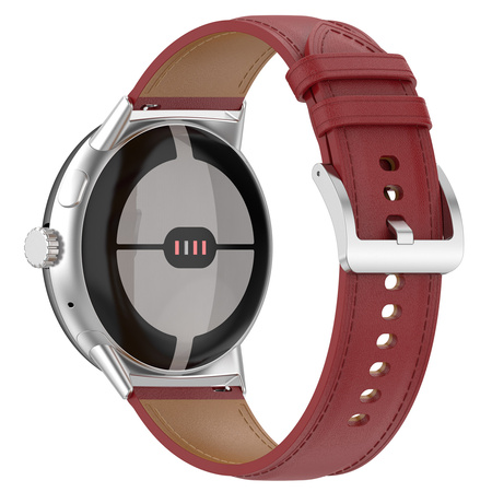 Skórzany pasek Bizon Strap Watch Casual 41 mm do Pixel Watch 3/Watch 2/Watch 1, burgundowy