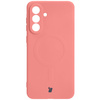 Silikonowe etui z pierścieniem magnetycznym Bizon Case Silicone Magnetic Sq do Galaxy A56 5G, brudnoróżowe
