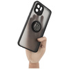 Etui z uchwytem na palec Bizon Case Hybrid Ring do Xiaomi Redmi A1, przydymione z czarną ramką