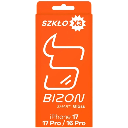 Szkło ochronne 2.5D Bizon Smart Glass do iPhone 17 / 17 Pro / 16 Pro, 3 sztuki