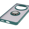 Etui z uchwytem na palec Bizon Case Hybrid Ring do Honor Magic7 Lite, przydymione z ciemnozieloną ramką
