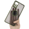 Etui z uchwytem na palec Bizon Case Hybrid Ring do Xiaomi Redmi Note 11 Pro / Pro 5G, przydymione z zieloną ramką