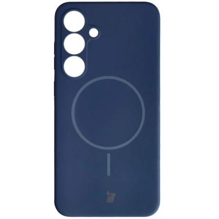 Silikonowe etui z pierścieniem magnetycznym Bizon Soft Case Magnetic do Galaxy S25 Plus, granatowe